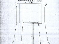 Rysunek techniczny przekroju jednego z dwóch pieców hutniczych z 1850 roku.