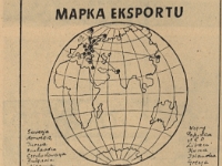 Mapka Eksportu Odlewni Żeiwa za lata 1945 - 1958, zamieszczona w Gazecie Krakowskiej.