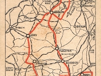 Mapa planu wycieczki z okazji XX zjazdu Gazowników, Wodociągowców i Techników Sanitarnych Polskich (czerwiec 1938). Jedną z atrakcji było zwiedzanie zakładów w Węgierskiej Górce.