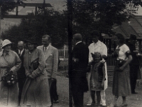 Rok 1935. Wizyta Pierwszej Damy II RP, Marii Mościckiej (w białym kapeluszu) w Węgierskiej Górce.