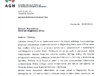 List Gratulacyjny od Dziekana Wydziału Odlewnictwa Akademii Górniczo - Hutniczej w Krakowie - prof. dr hab. Józefa Suchego.
